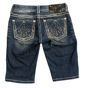 Miss Me‎ Fleur de Lis Bermuda shorts Sz 27"